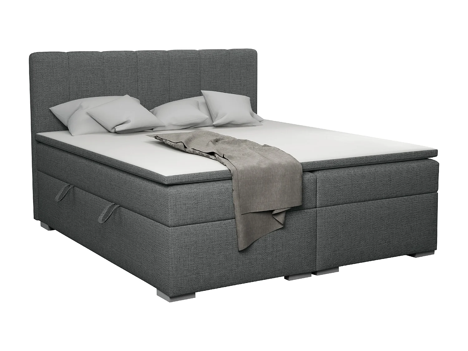 LIT BOXSPRING avec surmatelas Monaco 160x200 cm, gris foncé (Inari 94)