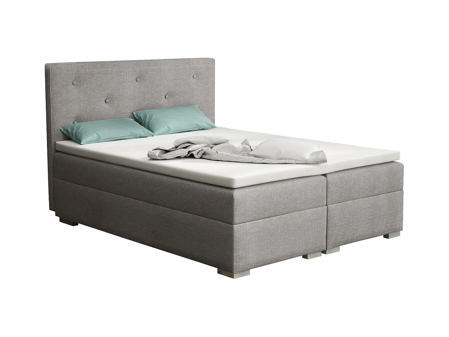 BOXSPRINGBETT mit Topper Holta 160x200 cm, Lux 05 (Hellgrau)