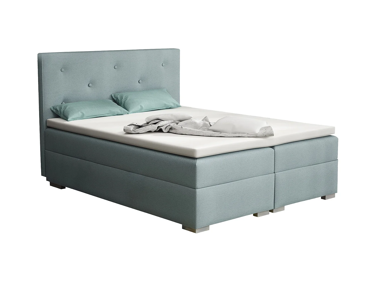 BOXSPRINGBETT mit Topper Holta 160x200 cm, Jasmine 73 (Taubenblau)