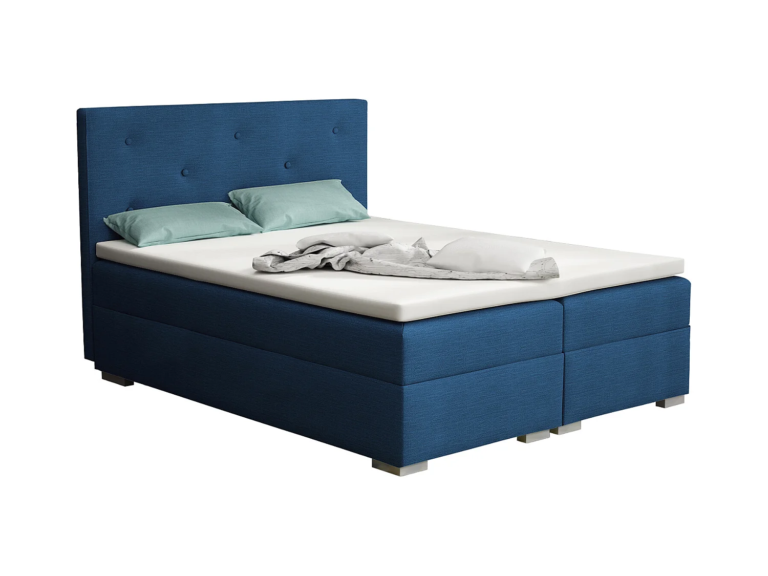 BOXSPRINGBETT mit Topper Holta 140x200 cm, Orinoco 80 (Tiefblau)