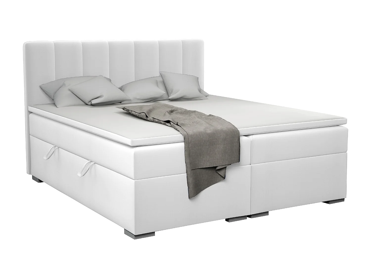 LIT BOXSPRING avec surmatelas Monaco 180x200 cm, blanc (Soft 17)