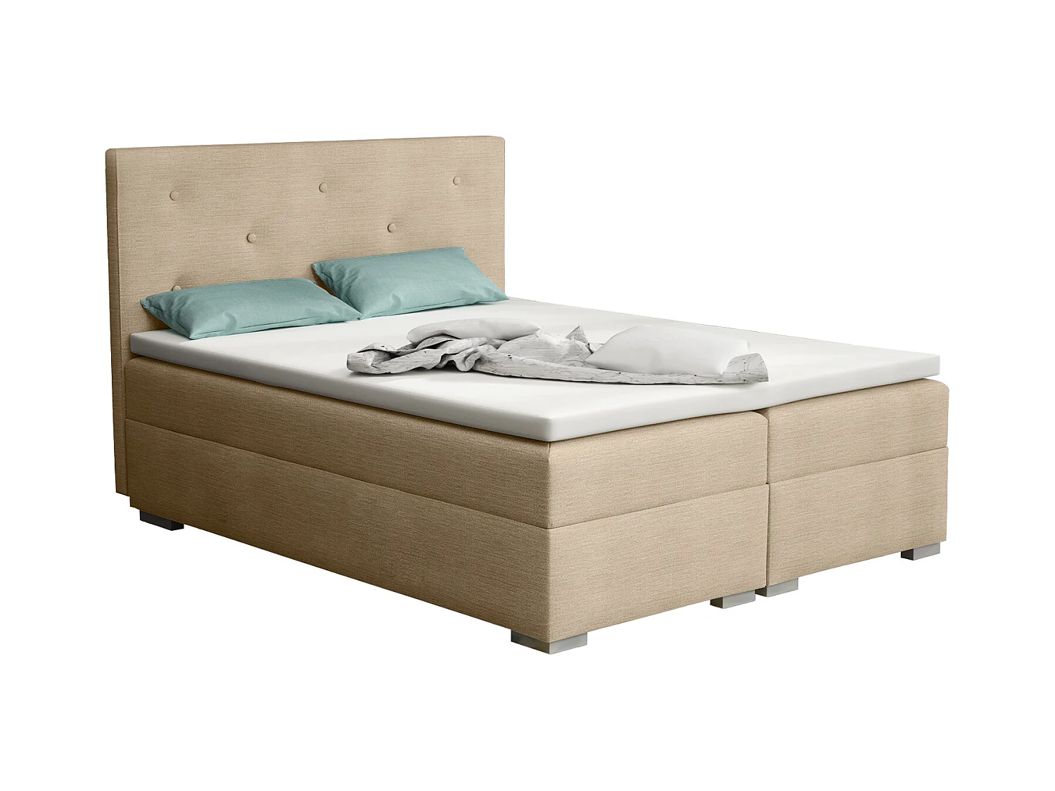BOXSPRINGBETT mit Topper Holta 160x200 cm, Orinoco 22 (Hellbraun Beige)
