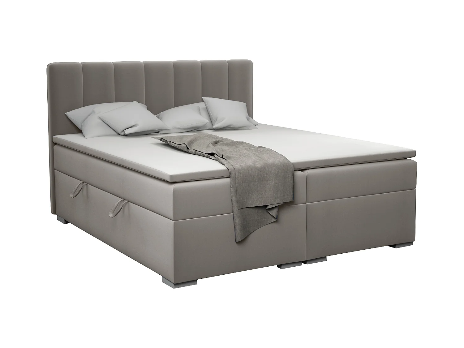 BOXSPRINGBETT mit Topper Monaco 160x200 cm, Grau (Soft 29)