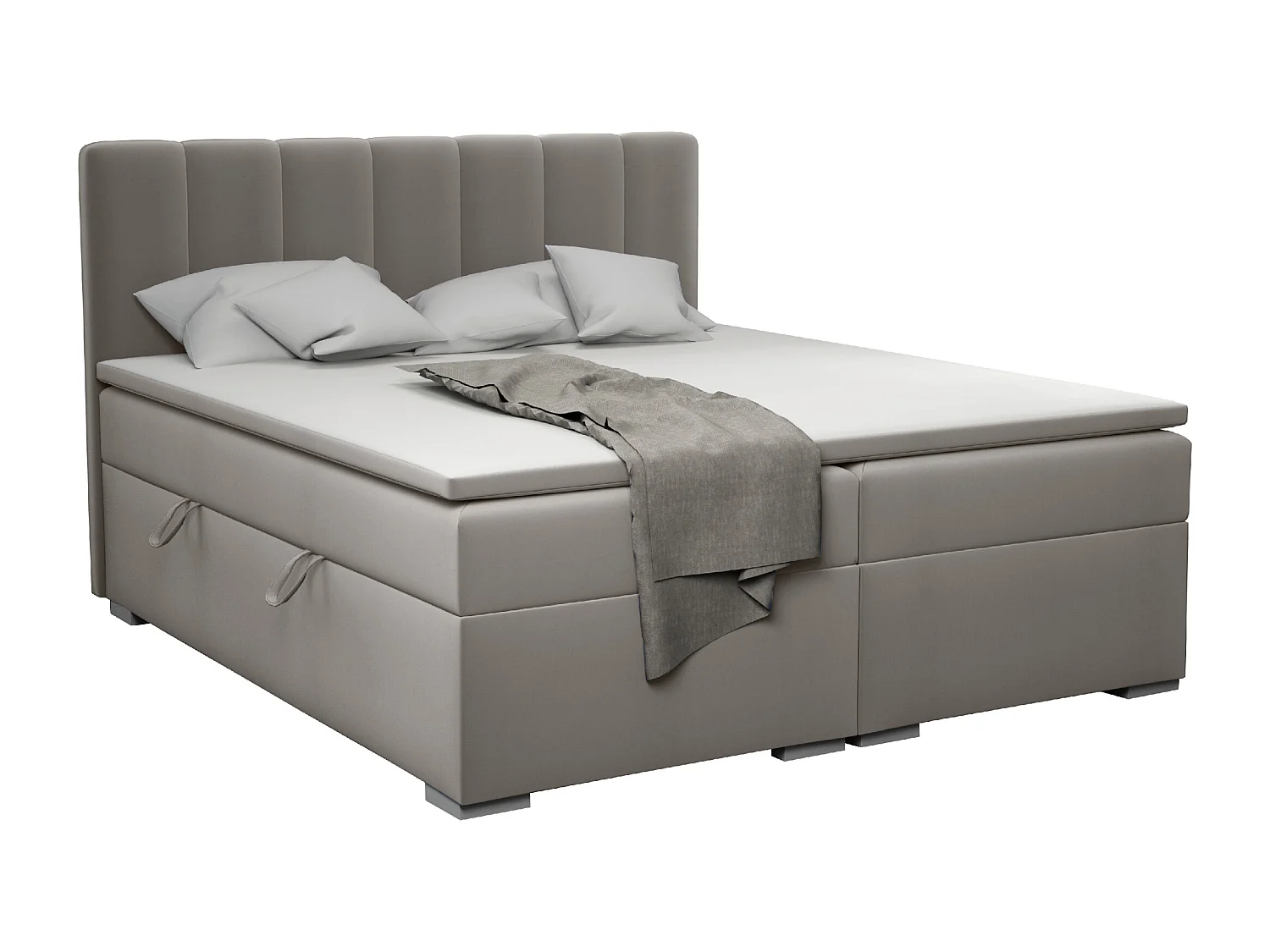 LIT BOXSPRING avec surmatelas Monaco 160x200 cm, gris (Soft 29)