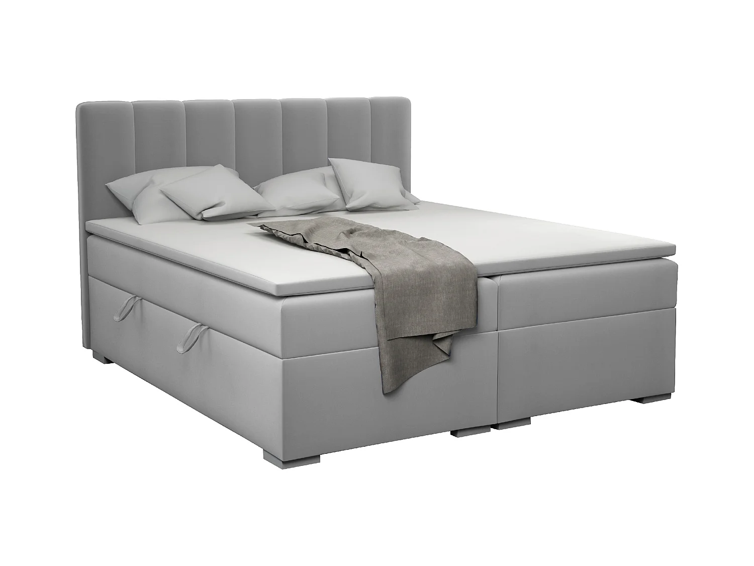 LIT BOXSPRING avec surmatelas Monaco 160x200 cm, gris clair (Jasmine 90)