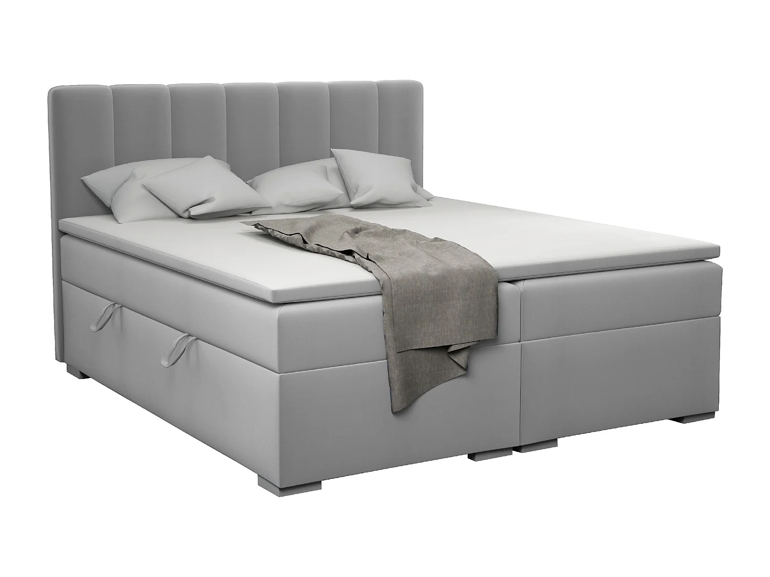 LIT BOXSPRING avec surmatelas Monaco 160x200 cm, gris clair (Jasmine 90)