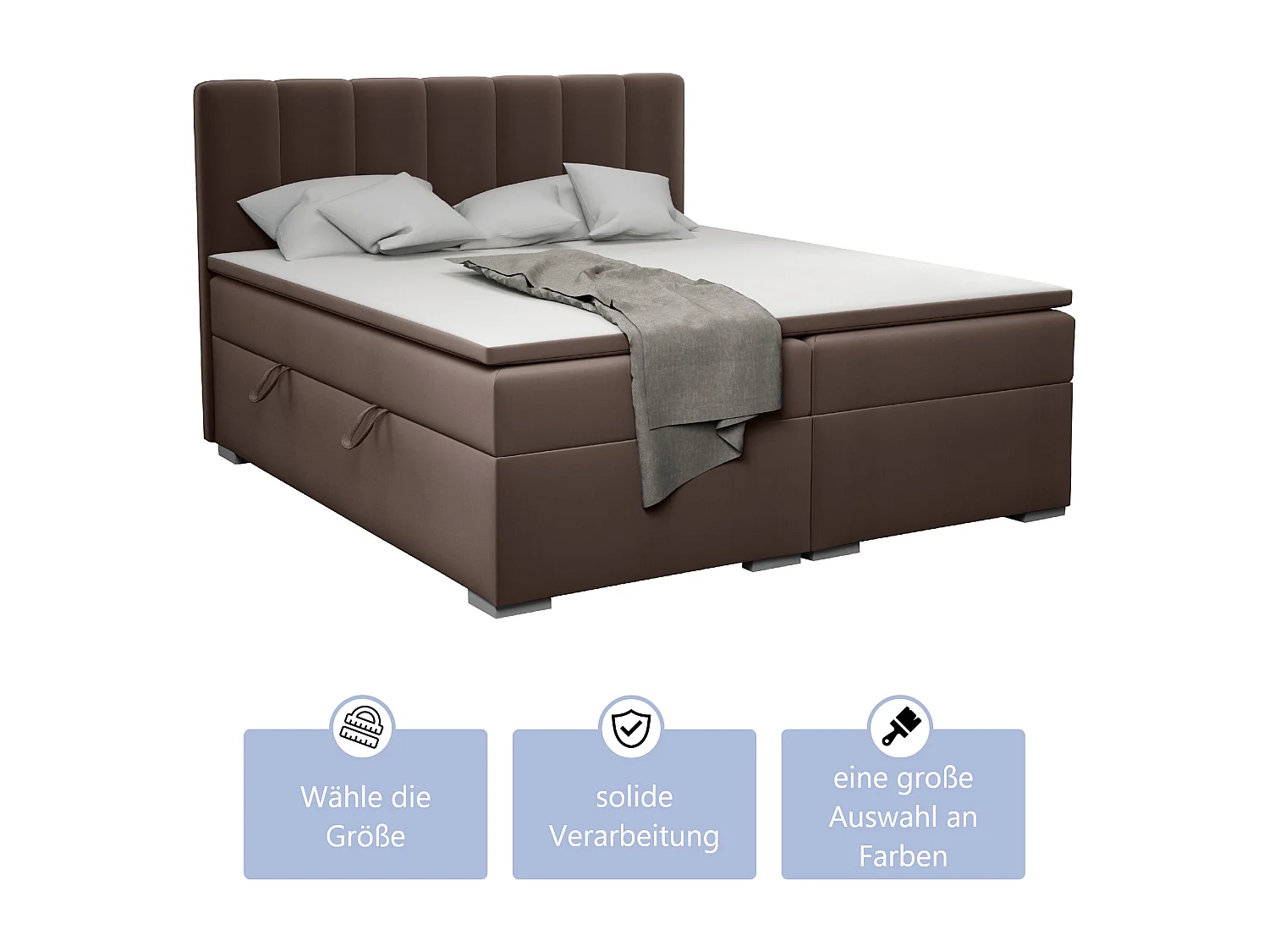 LIT BOXSPRING avec surmatelas Monaco 160x200 cm, noir (Soft 11)