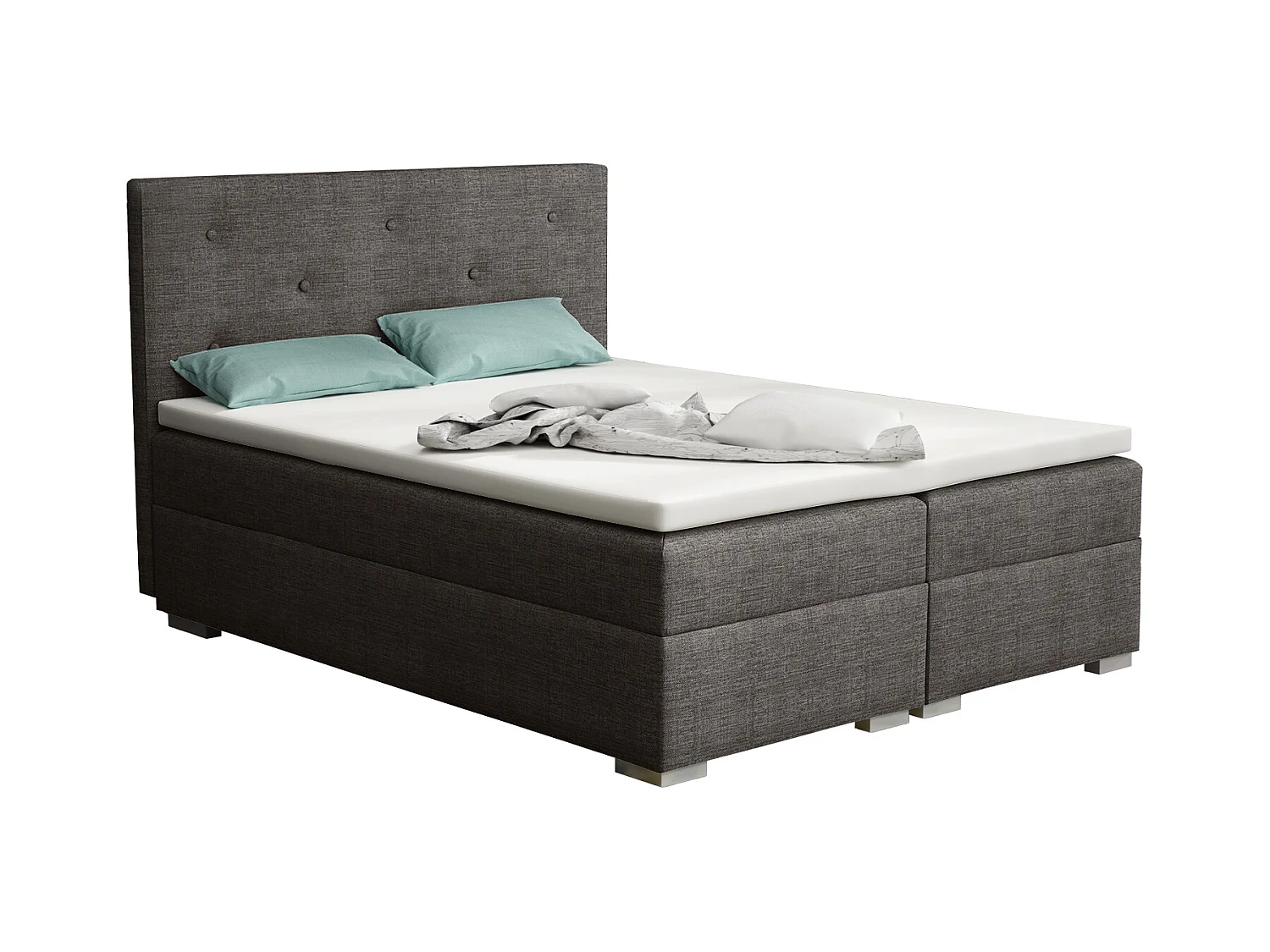 BOXSPRINGBETT mit Topper Holta 160x200 cm, Lux 06 (Grau)