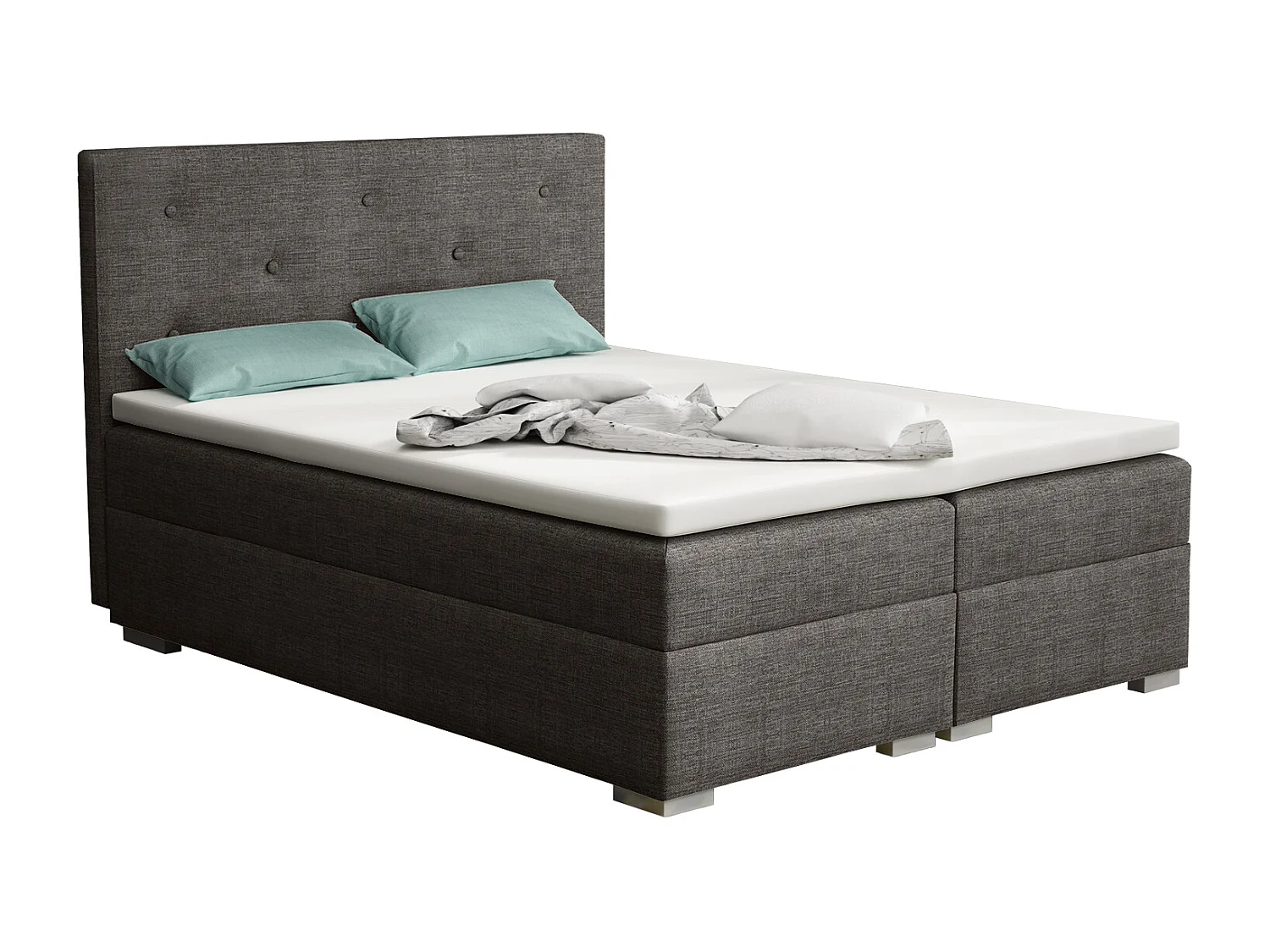 LIT BOXSPRING avec surmatelas Holta 160x200 cm, Lux 06 (Gris)
