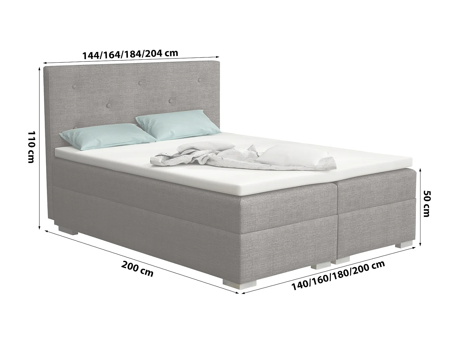 LIT BOXSPRING avec surmatelas Holta 160x200 cm, Lux 06 (Gris)