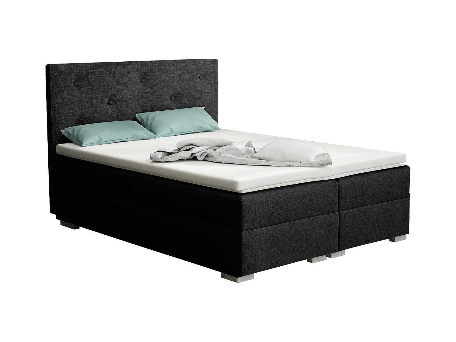 BOXSPRINGBETT mit Topper Holta 160x200 cm, Lux 23 (Schwarz)