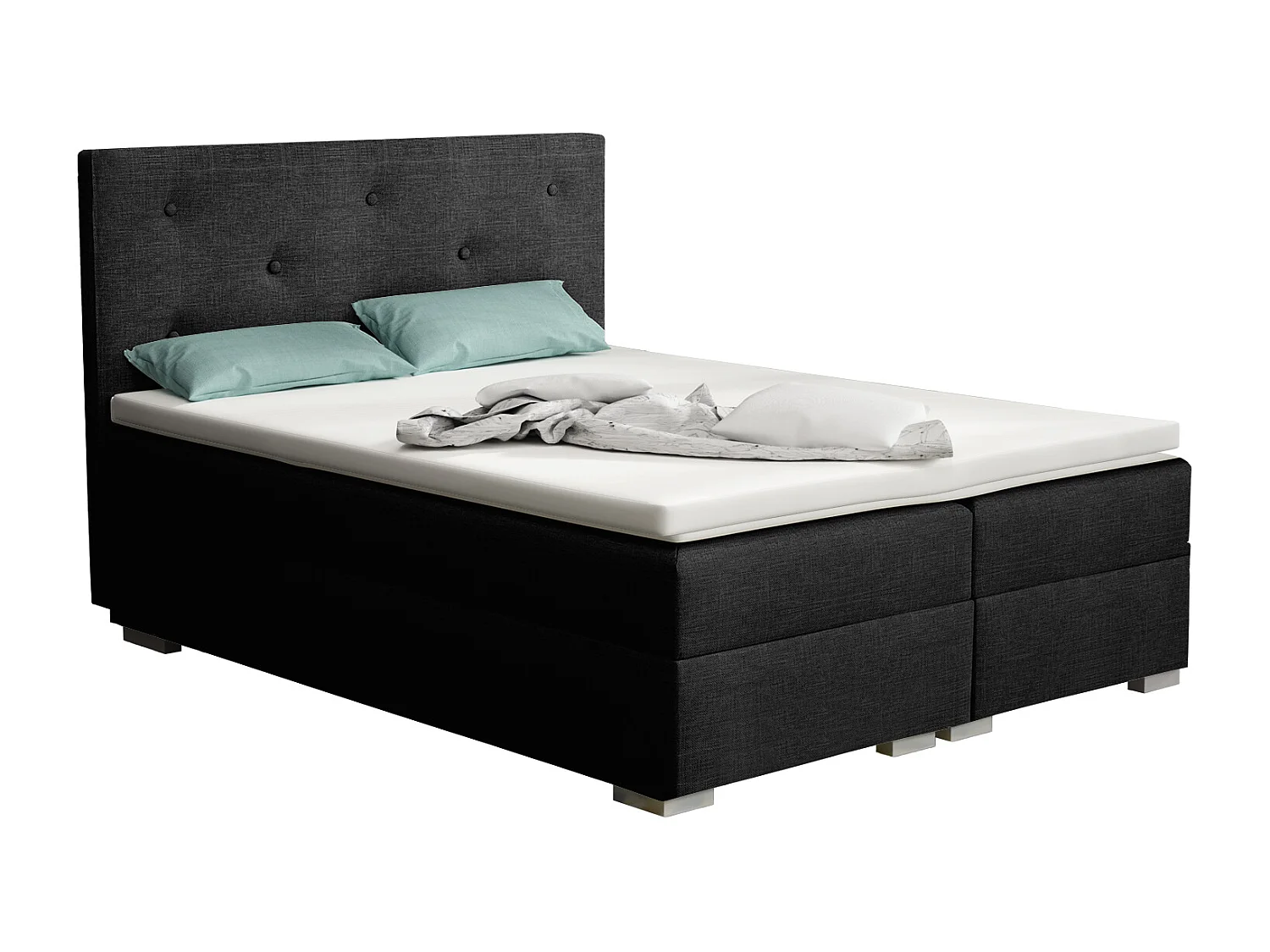 LIT BOXSPRING avec surmatelas Holta 200x200 cm, Lux 23 (Noir)