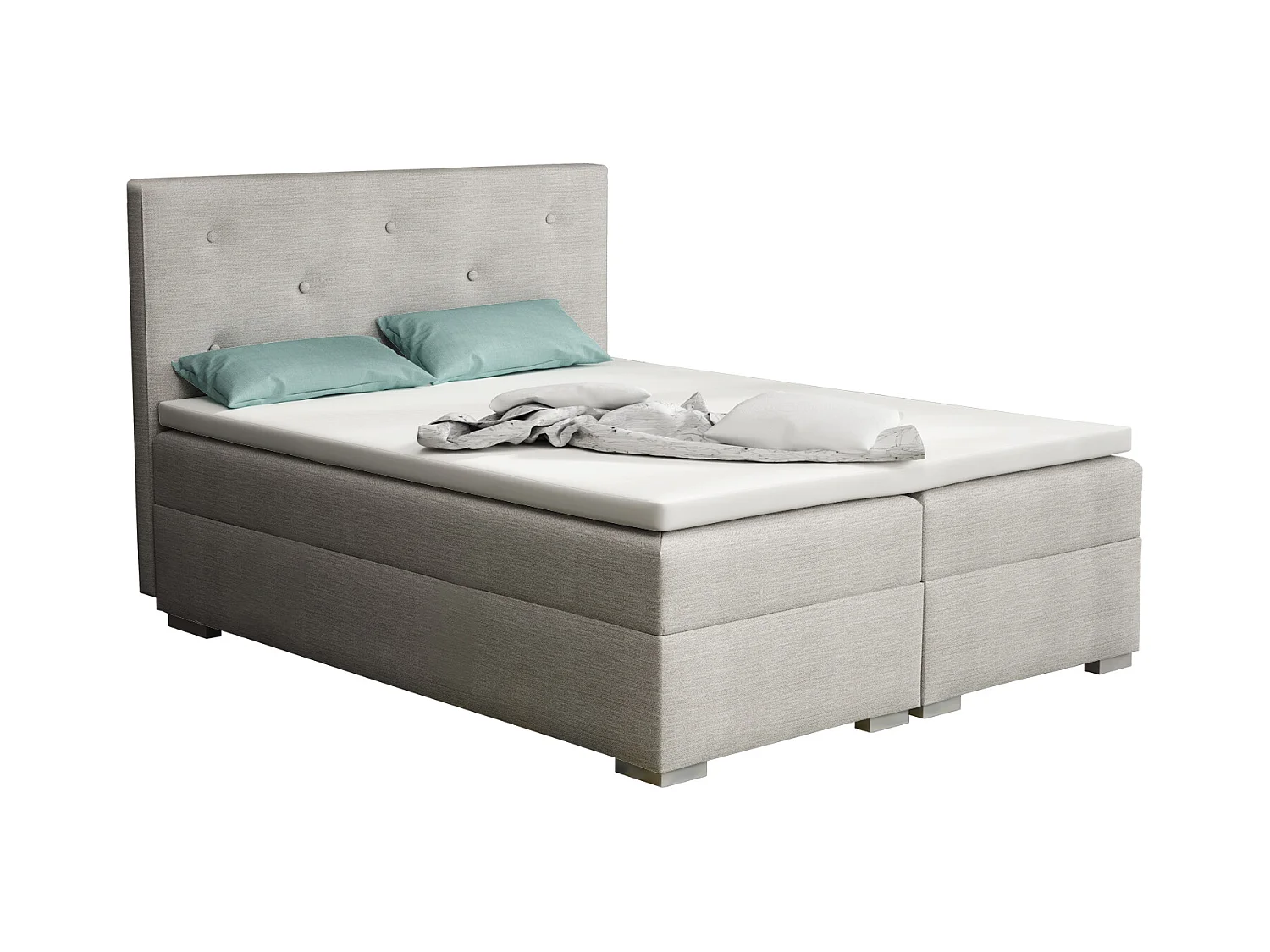 BOXSPRINGBETT mit Topper Holta 160x200 cm, Orinoco 21 (Lichtgrau)