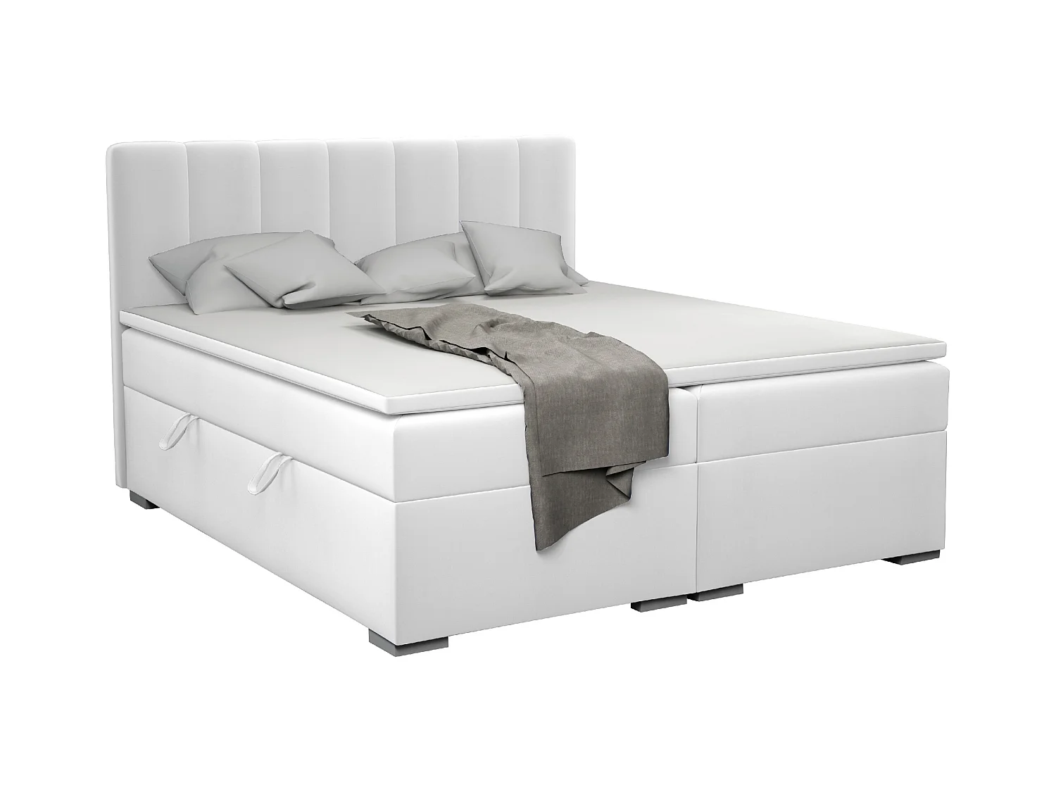 LIT BOXSPRING avec surmatelas Monaco 160x200 cm, blanc (Soft 17)