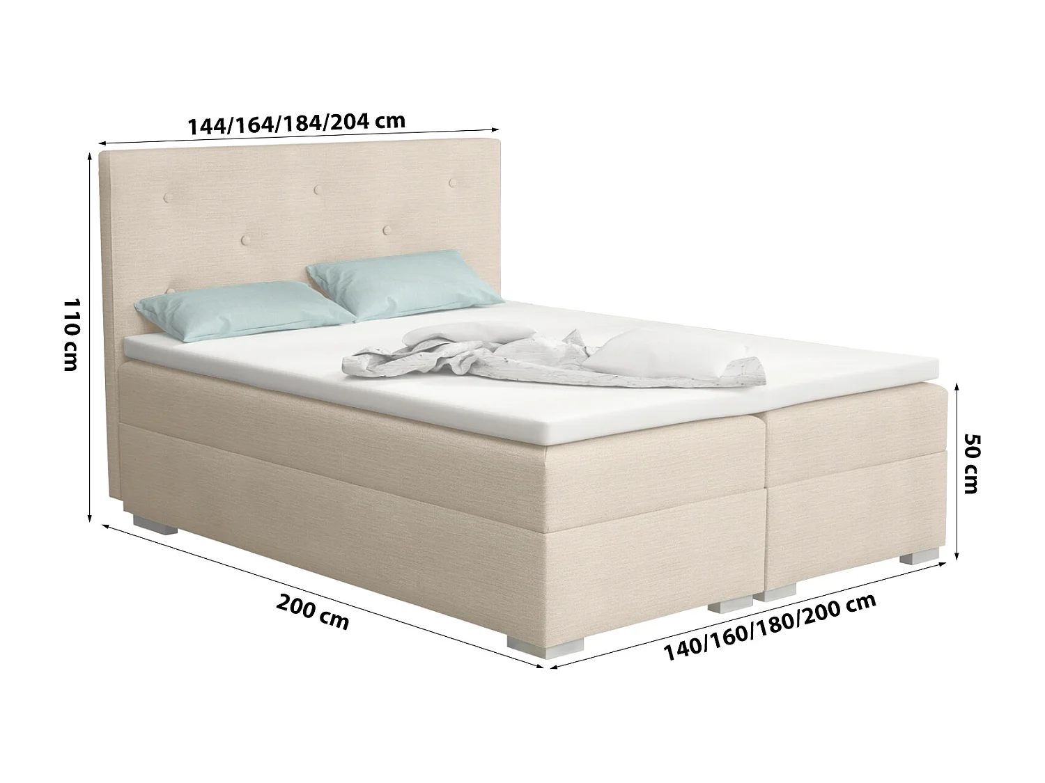 LIT BOXSPRING avec surmatelas Holta 180x200 cm, Orinoco 22 (Beige brun clair)
