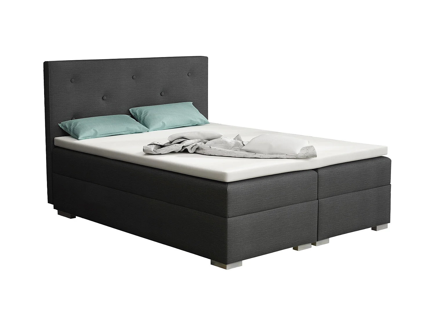 BOXSPRINGBETT mit Topper Holta 160x200 cm, Orinoco 96 (Dunkelgrau)