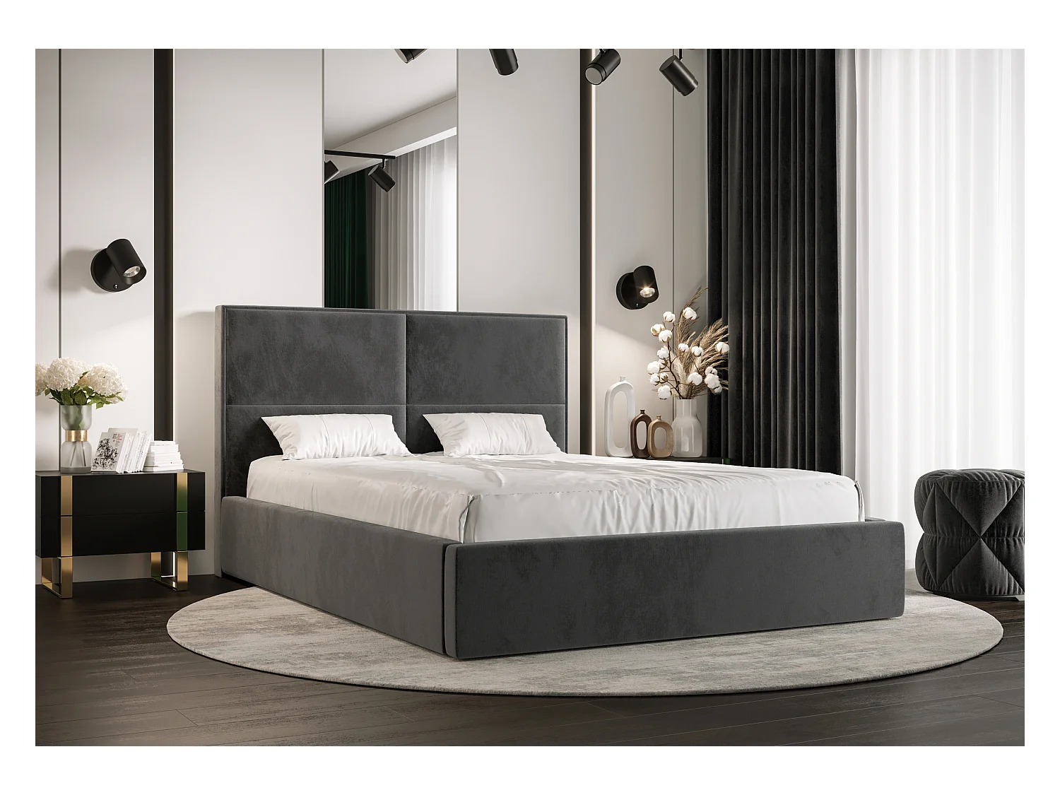 Polsterbett APOLLO 120x200 monolith 92 TOP ANGEBOT mit Kopfteile, gepolstertes, - Matratze und mit Aufbewahrung unter Bett