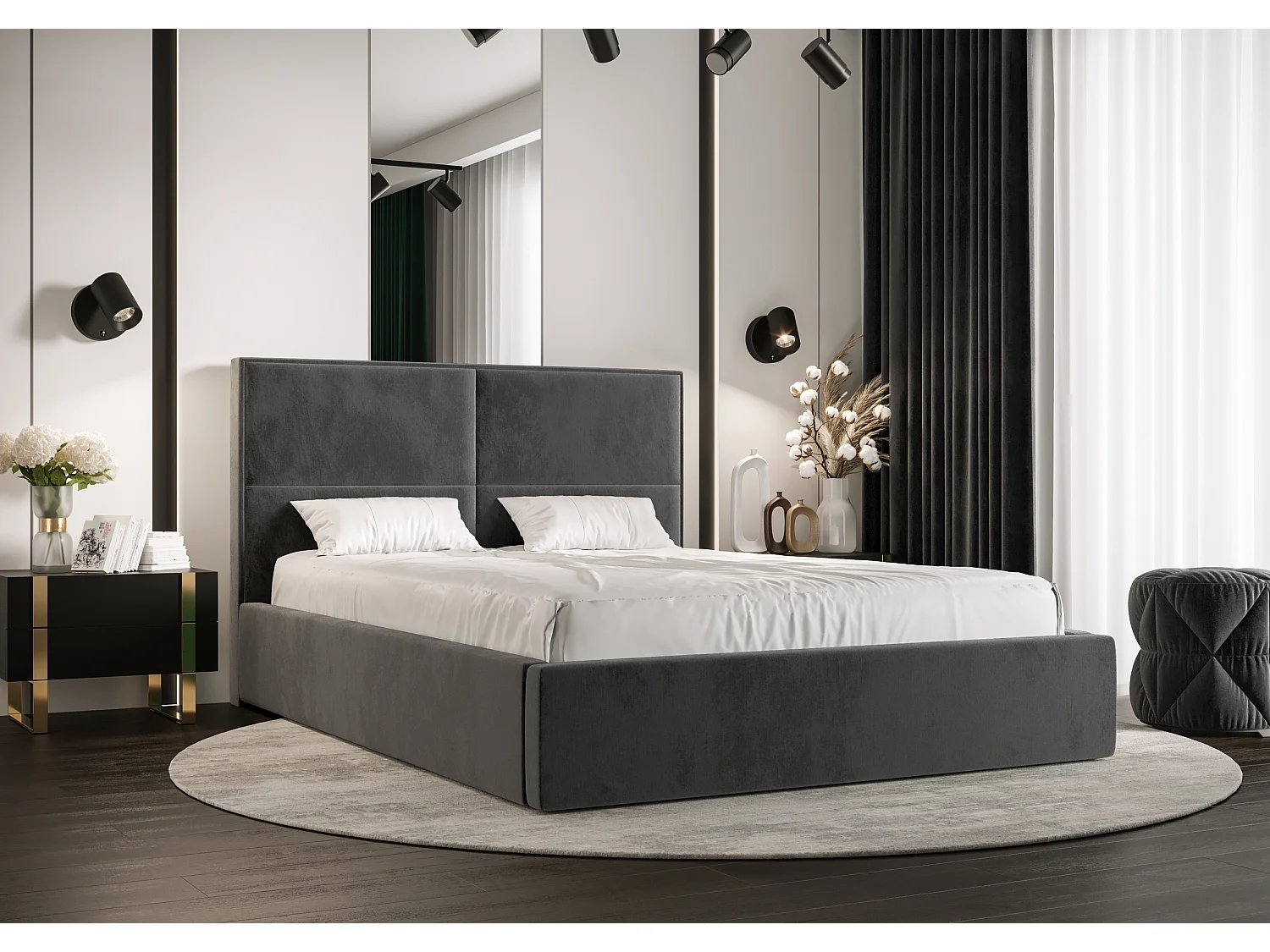 Polsterbett APOLLO 120x200 monolith 92 TOP ANGEBOT mit Kopfteile, gepolstertes, - Matratze und mit Aufbewahrung unter Bett