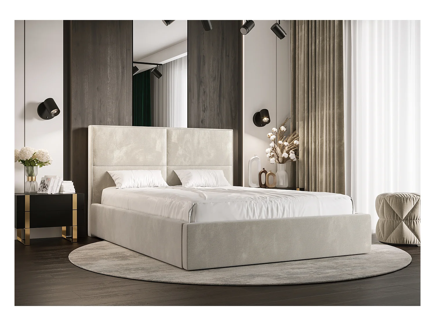 Polsterbett APOLLO 120x200 monolith 02 TOP ANGEBOT mit Kopfteile, gepolstertes, - Matratze und mit Aufbewahrung unter Bett