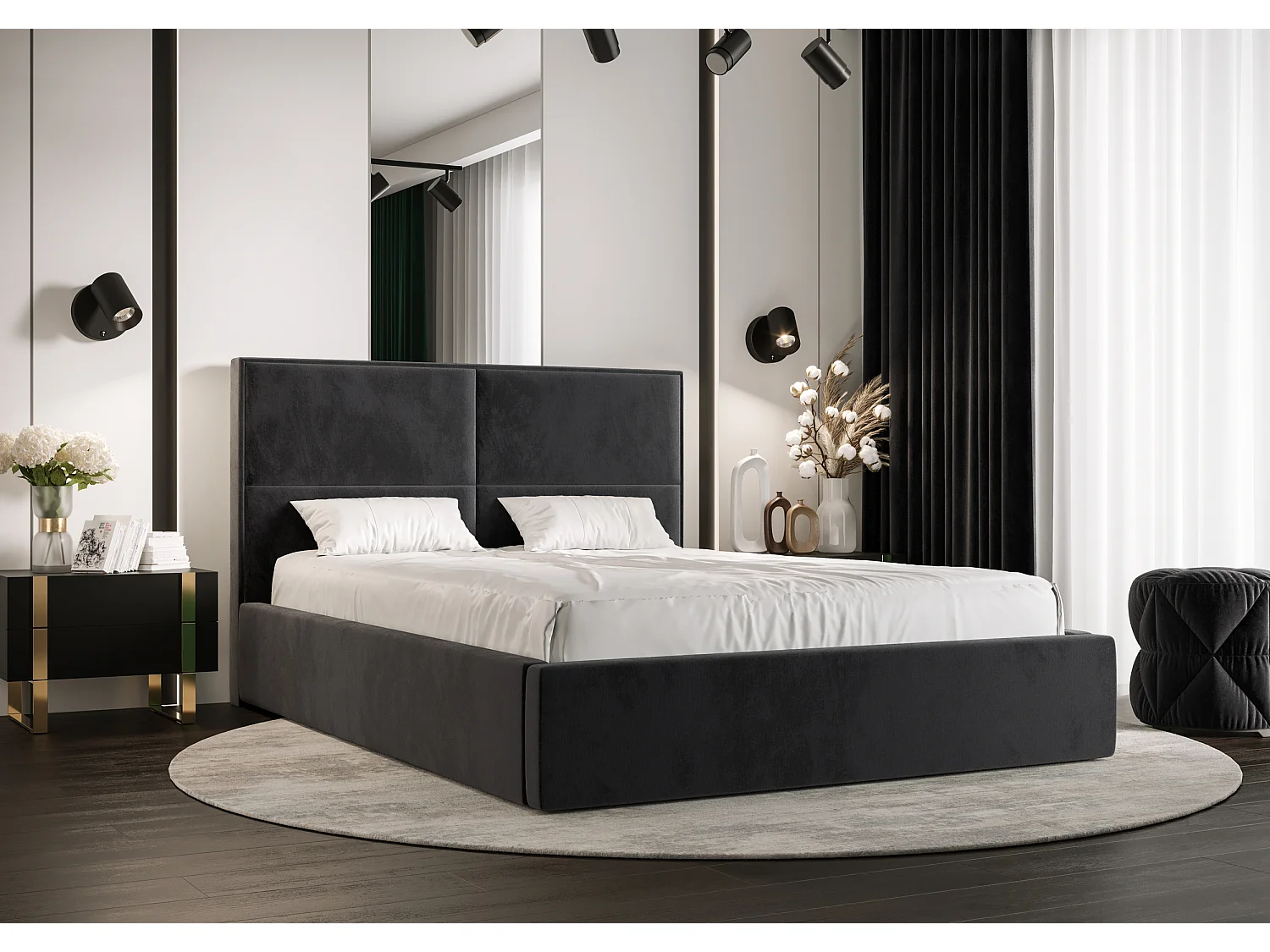 Polsterbett APOLLO 120x200 monolith 97 TOP ANGEBOT mit Kopfteile, gepolstertes, - Matratze und mit Aufbewahrung unter Bett