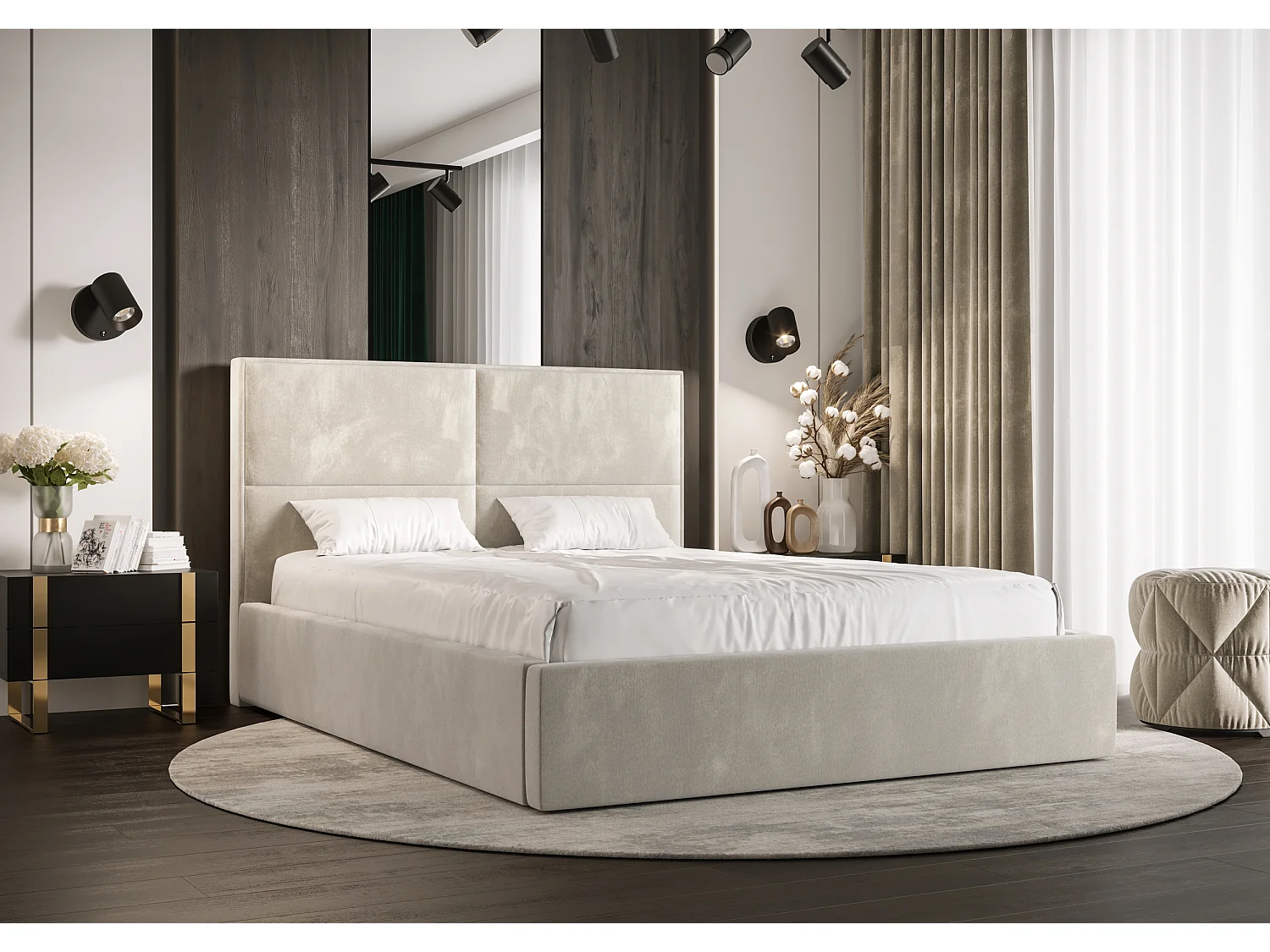 Polsterbett APOLLO 90x200 monolith 02 TOP ANGEBOT mit Kopfteile, gepolstertes, - Matratze und mit Aufbewahrung unter Bett