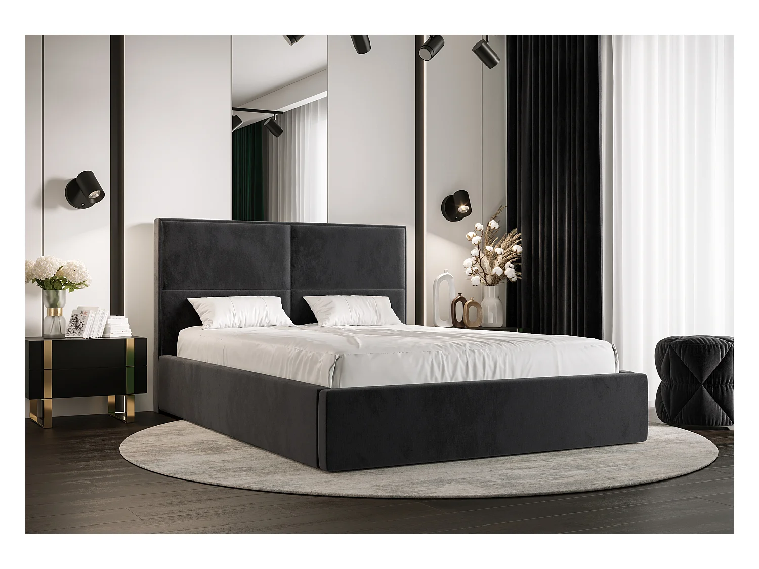 Polsterbett APOLLO 90x200 monolith 97 TOP ANGEBOT mit Kopfteile, gepolstertes, - Matratze und mit Aufbewahrung unter Bett