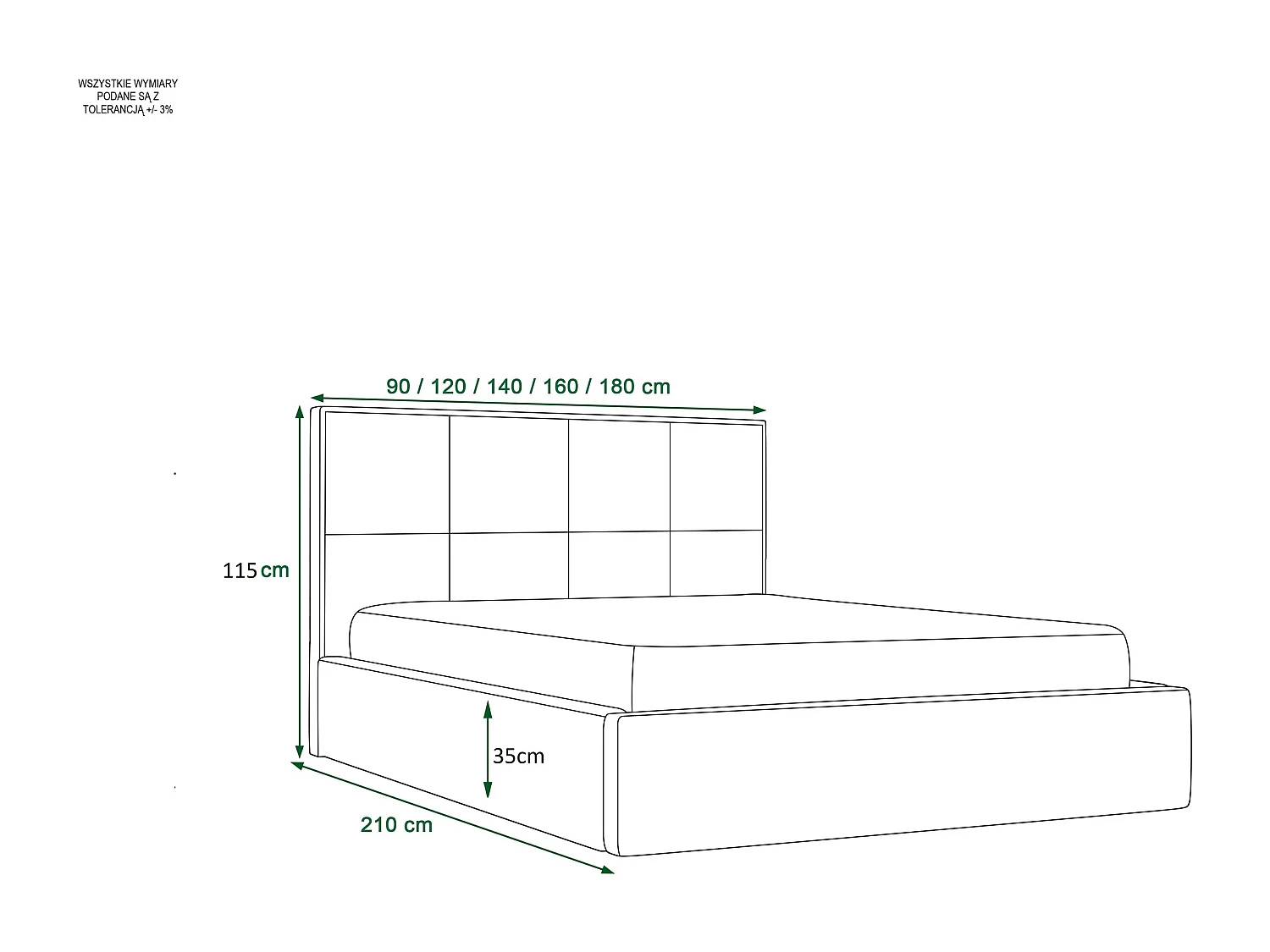 Polsterbett APOLLO 90x200 monolith 97 TOP ANGEBOT mit Kopfteile, gepolstertes, - Matratze und mit Aufbewahrung unter Bett