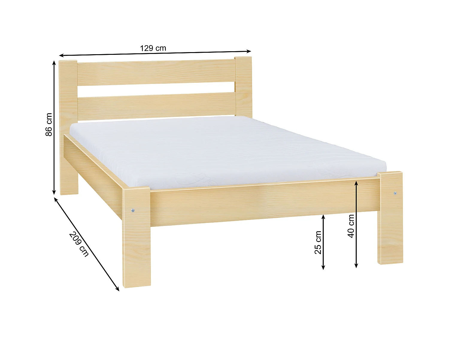 Łóżko 120x200 drewniane Aron, kolor kasztan