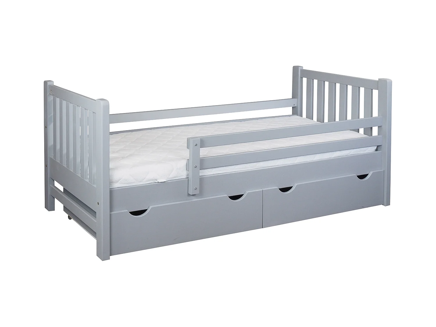 Jugendbett Tina 90x200 aus Holz mit Schubladen, Farbe grau