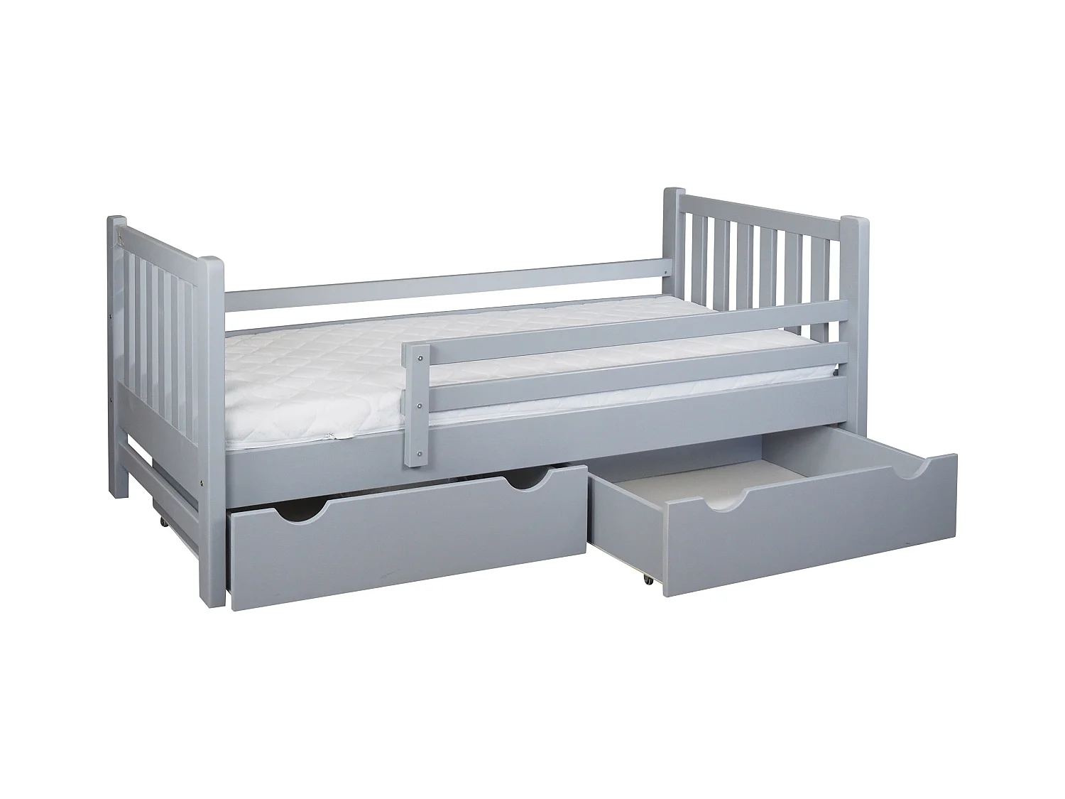 Jugendbett Tina 90x200 aus Holz mit Schubladen, Farbe grau