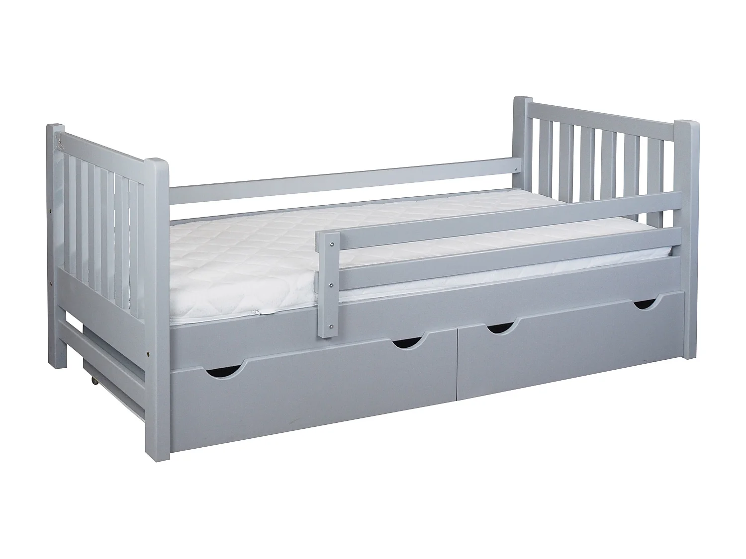Tina 90x200 lit enfant en bois avec tiroirs, couleur gris