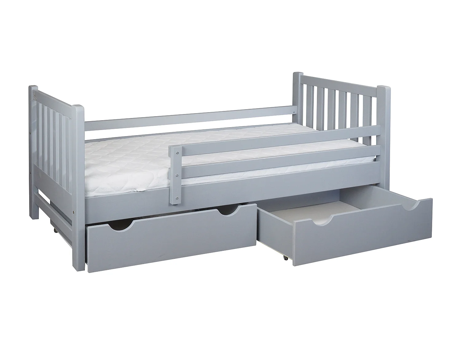 Tina 90x200 lit enfant en bois avec tiroirs, couleur gris