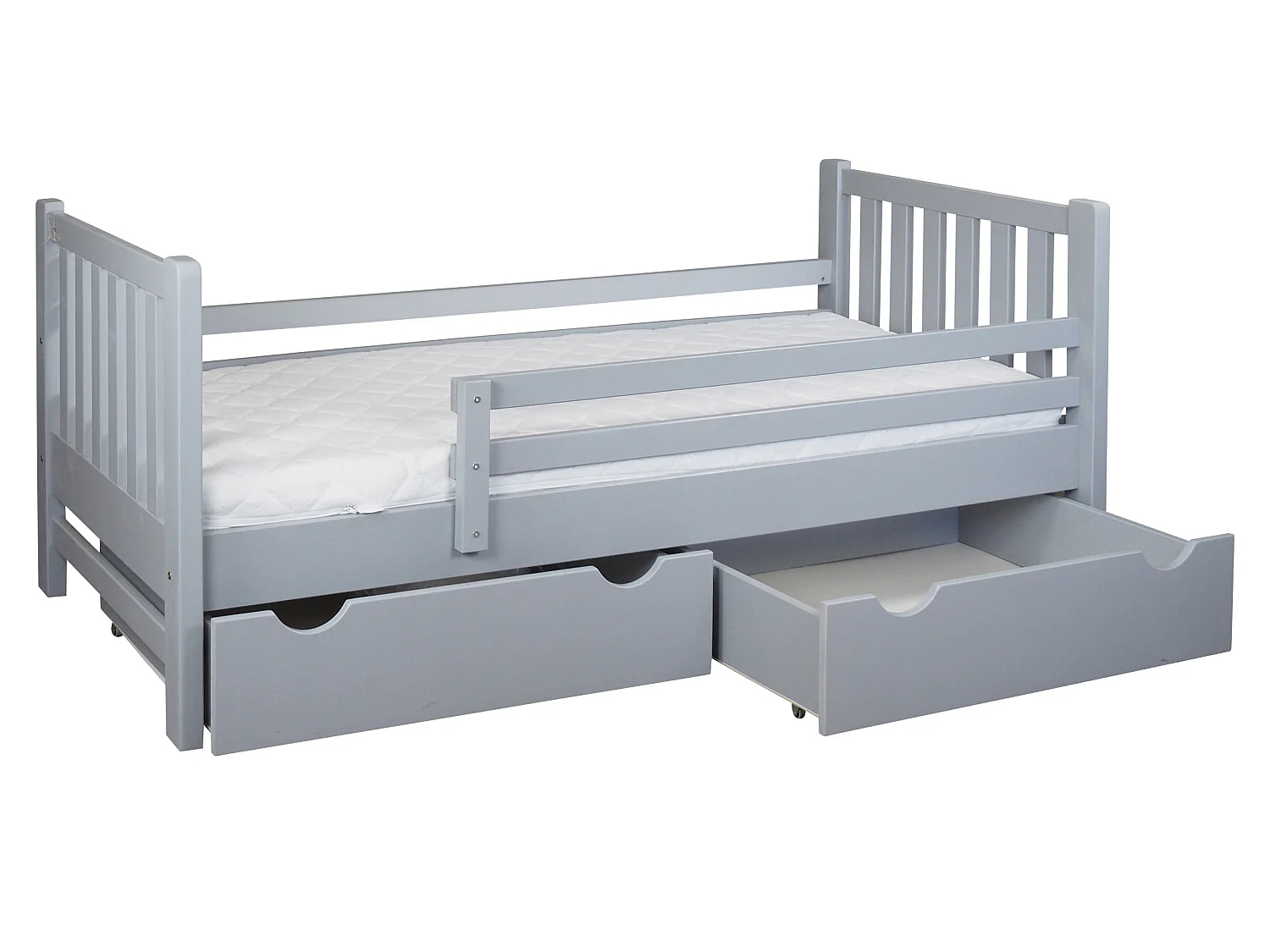Tina 90x200 lit enfant en bois avec tiroirs, couleur gris