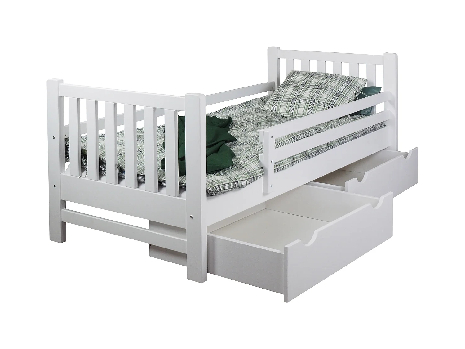 Jugendbett Tina 90x200 aus Holz mit Schubladen, Farbe weiß