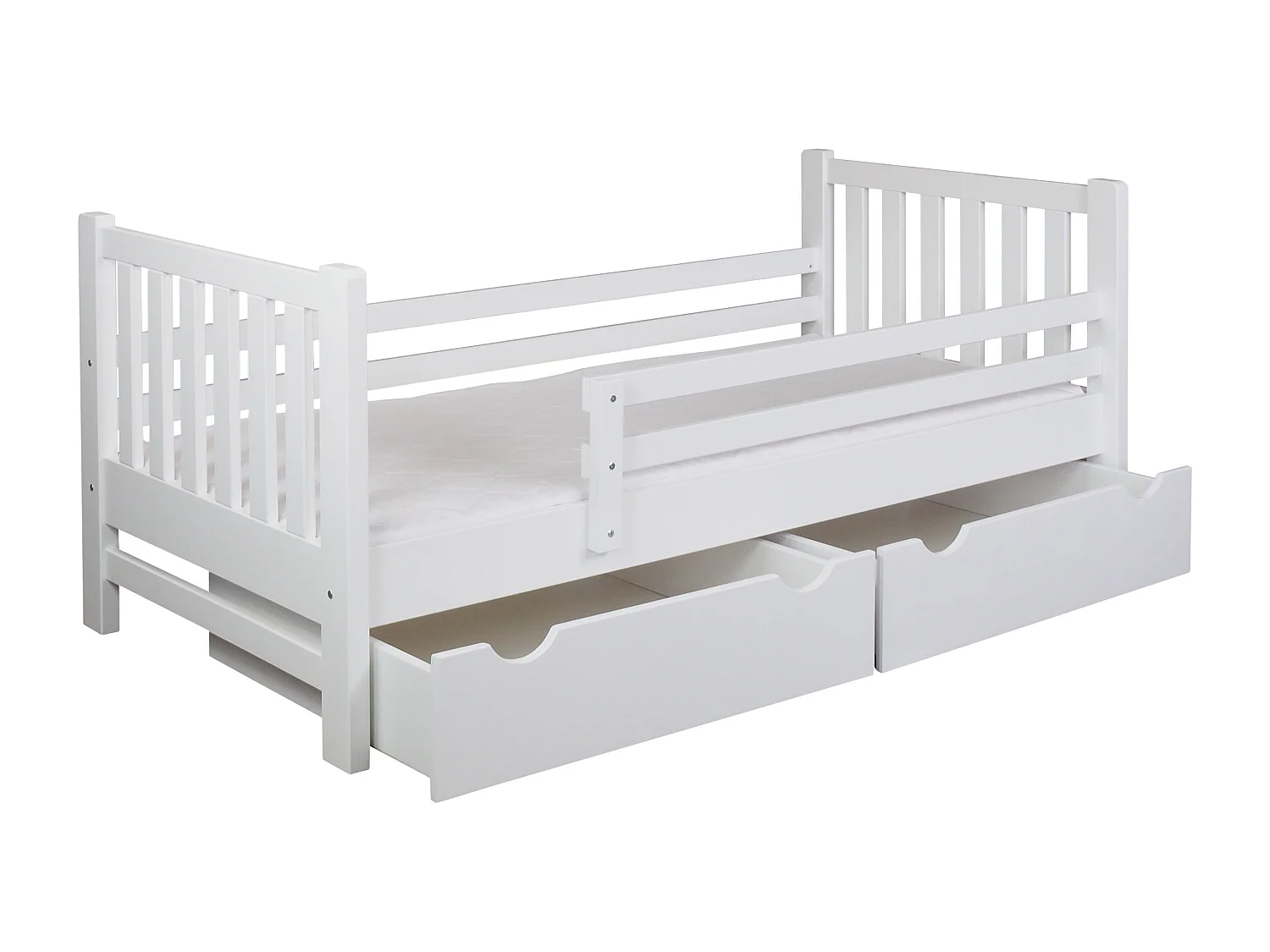 Jugendbett Tina 90x200 aus Holz mit Schubladen, Farbe weiß