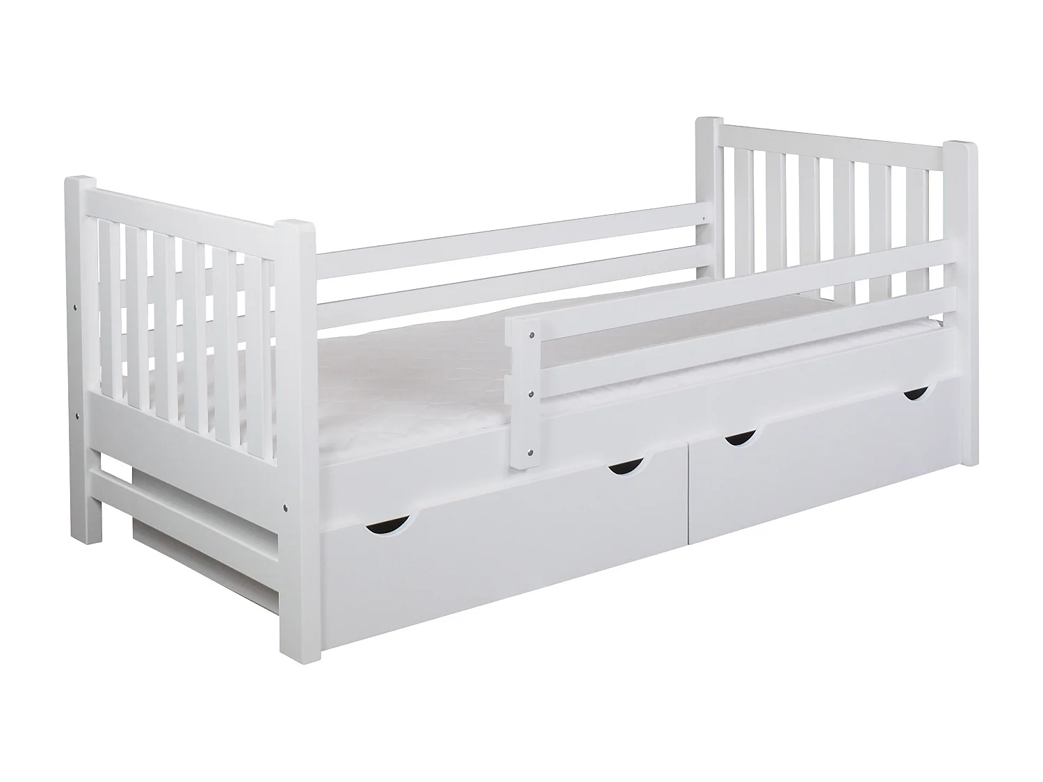 Jugendbett Tina 90x200 aus Holz mit Schubladen, Farbe weiß