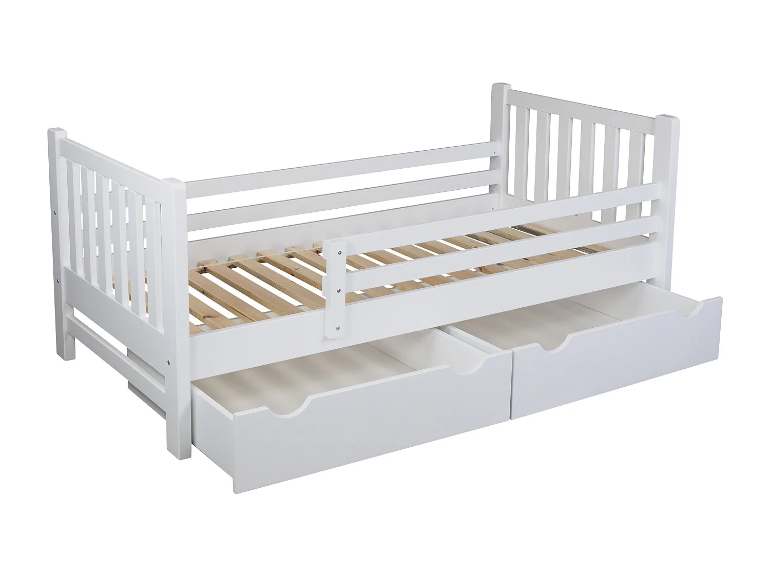 Jugendbett Tina 90x200 aus Holz mit Schubladen, Farbe weiß