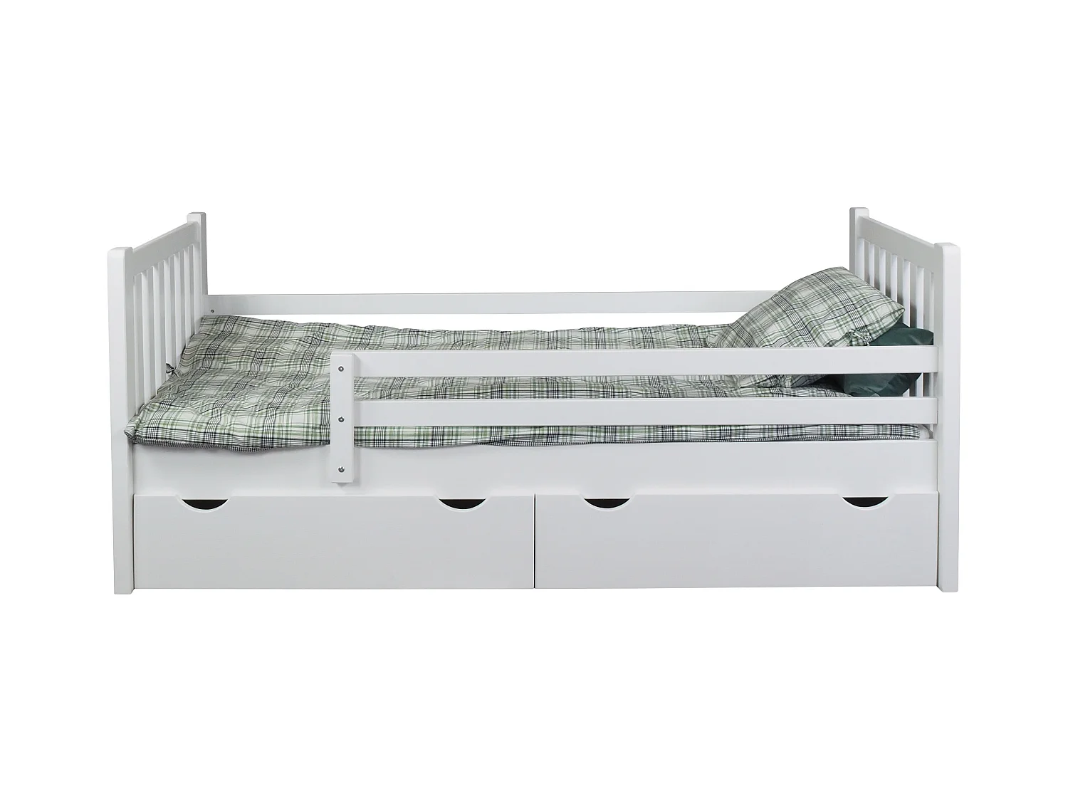 Tina 90x200 lit enfant en bois avec tiroirs, couleur blanc