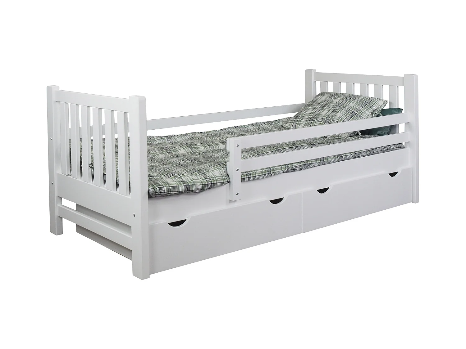 Tina 90x200 lit enfant en bois avec tiroirs, couleur blanc