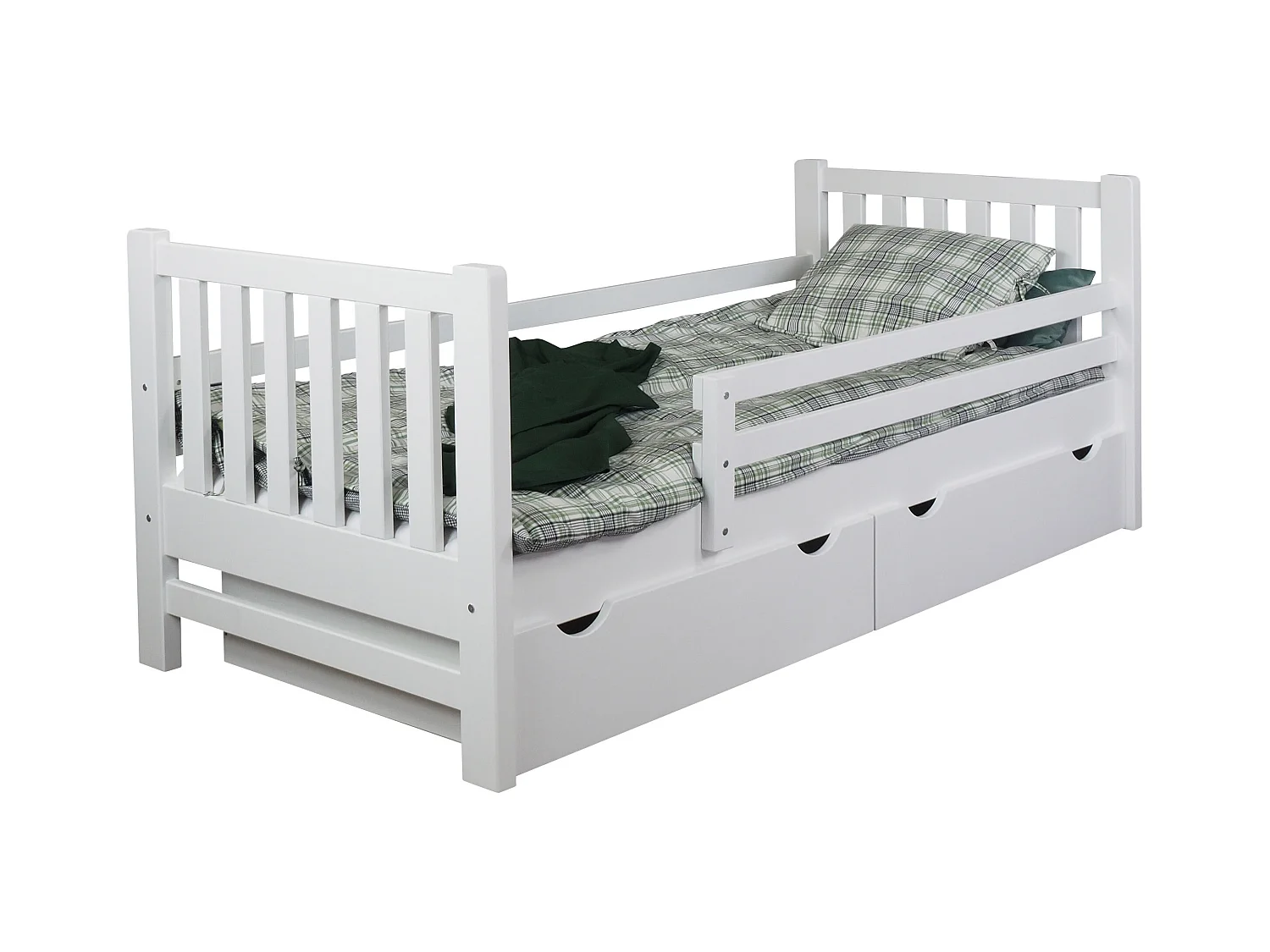 Tina 90x200 lit enfant en bois avec tiroirs, couleur blanc