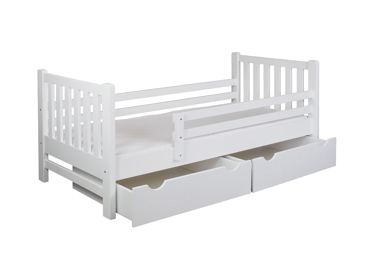 Tina 90x200 lit enfant en bois avec tiroirs, couleur blanc