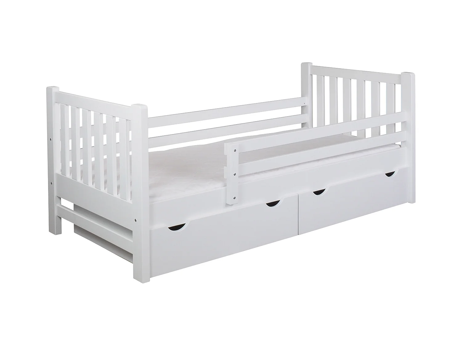 Tina 90x200 lit enfant en bois avec tiroirs, couleur blanc