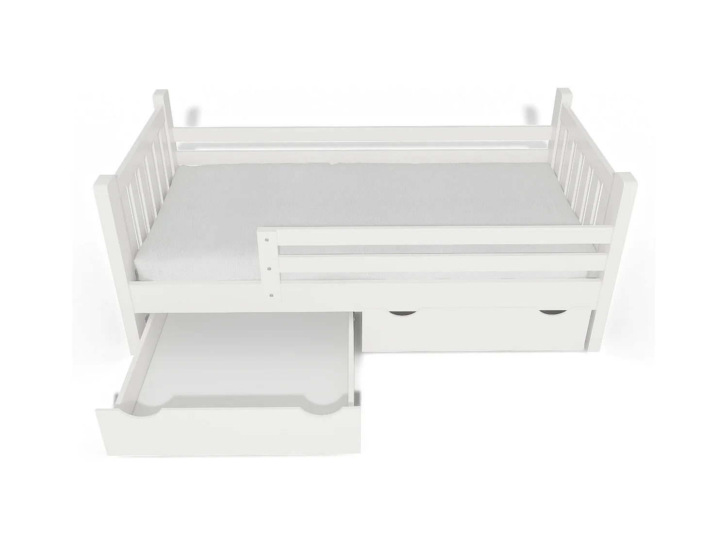Tina 90x200 lit enfant en bois avec tiroirs, couleur blanc