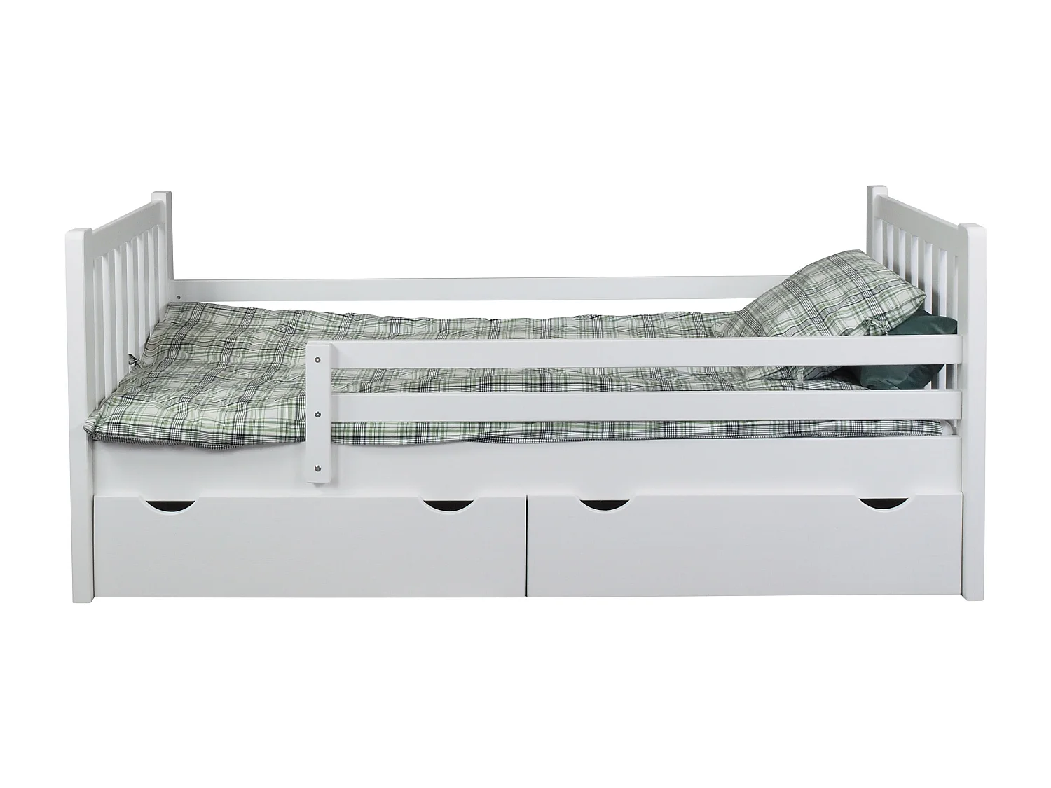 Łóżko 90x200 drewniane młodzieżowe Tina z szufladami, kolor biały