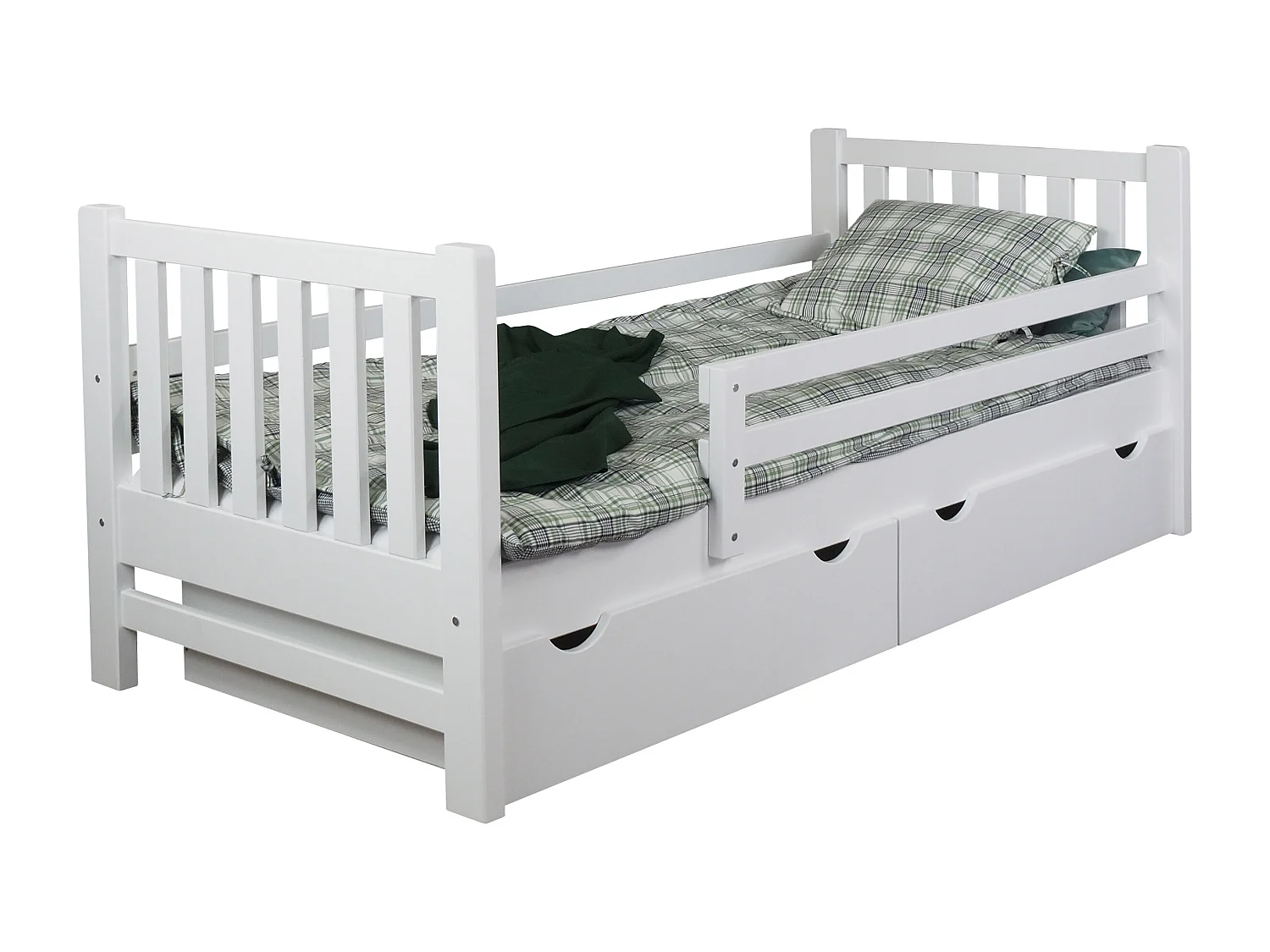 Łóżko 90x200 drewniane młodzieżowe Tina z szufladami, kolor biały