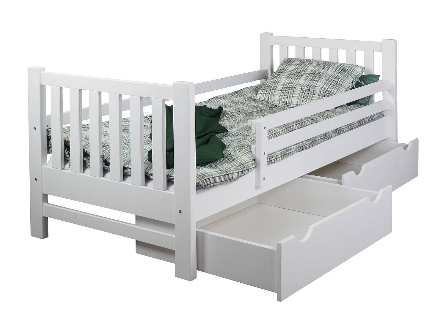 Łóżko 90x200 drewniane młodzieżowe Tina z szufladami, kolor biały