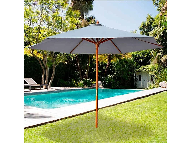 Parasol hexagonal Aktive Garden con mástil de madera antracita Ø300x250 cm