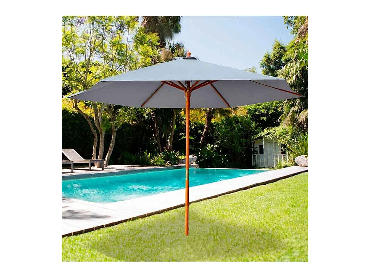 Parasol hexagonal Aktive Garden con mástil de madera antracita Ø300x250 cm