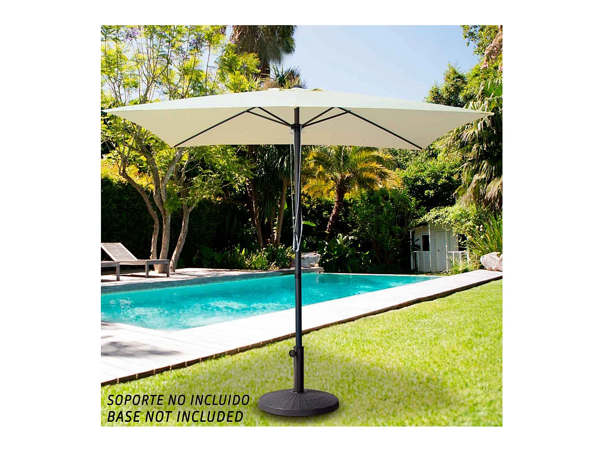 Sombrilla cuadrada Aktive Garden con poleas protección UV50 crema 300x300 cm