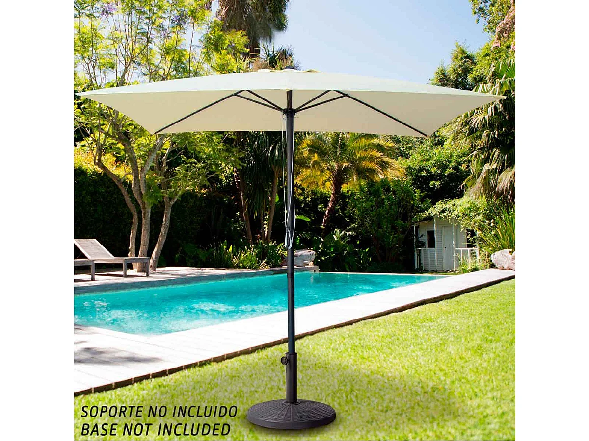 Sombrilla cuadrada Aktive Garden con poleas protección UV50 crema 300x300 cm